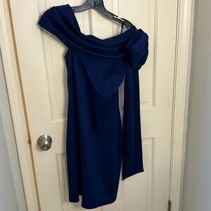 Tadashi Shoji -  One Shoulder Draped Neoprene Dress with Bow